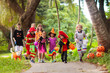 © famveldman - Kids trick or treat. Halloween fun for children.