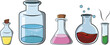 Ilustración png conjunto de equipo de quimica estilo cartoon.