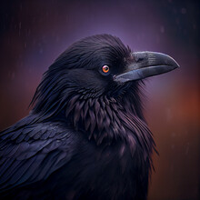 Portrait Of Crow. Digital Painting Created With Generative Ai Technology
