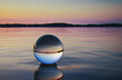 Sunset - Lensball - Lake -  Landscape - Beautiful - silhouette  - Sunrise Sea - Colorful - Reed - Clouds - Sky - Sundown - Sun	- Crystal Ball - Background - Water - Concept - Summer