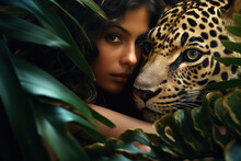 Portrait Of A Woman With Leopard