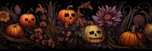 Spooky Halloween Jack'o'lantern Background Generative AI