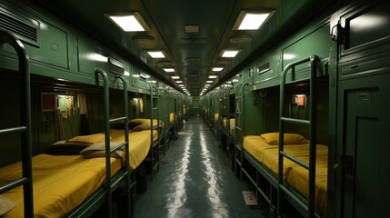 Sticker - a row of bunk beds in a room