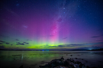 Wall Mural - aurora over the sea