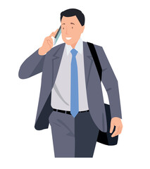 Wall Mural - vector illustration of businessman talking on the phone