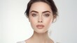 © WS Studio 1985 - Beautiful woman face close up studio on white background. generative ai