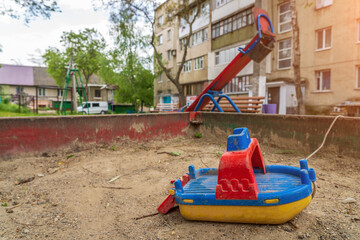 Wall Mural - The playground is in poor condition. Background with selective focus and copy space