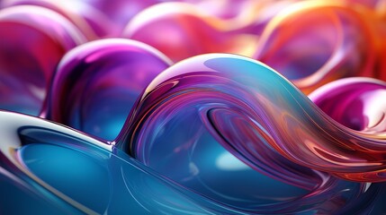 Wall Mural - An abstract background with a fluid bubble pattern with waves and interesting shapes. Generative AI. 