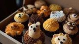 Fototapeta Zwierzęta - Cupcakes, cookies and ice cream, in the style of carved animal figures, Generative AI