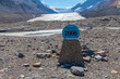 Athabasca Glacier with retreat between 2006 and 2023 due to climate change, Jasper and Banff national park, Icefields parkway, Canada.