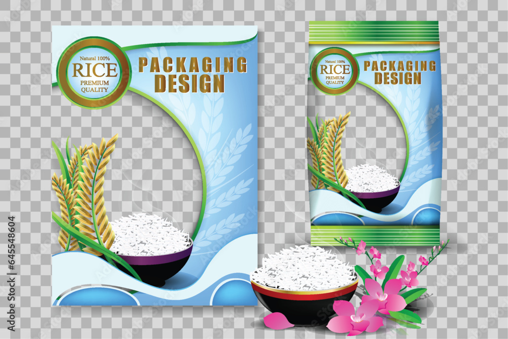 Rice Thailand food Logo Products and Fabric Background Thai Arts ...
