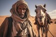 Berber nomad travels through the desert.