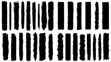 Set Of Grunge Black Paint Brush Strokes. Brush Strokes Collection Isolated On White Background For Design. Grunge Backdrop, Trendy Brush Stroke For Black Ink Paint. Vector Illustrator