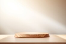Empty Or Blank Minimal Wooden Table Counter, Podium Background For Product Demonstration