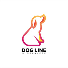 Dog Line Art Gradient Design Logo