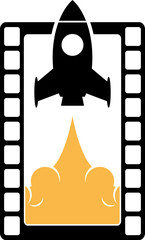 Wall Mural - Film ribbon with space rocket