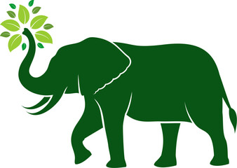 Poster - Elephant with green leaf environment