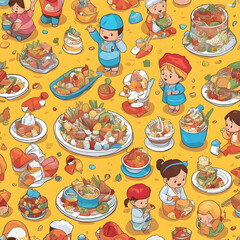 Wall Mural - set of food for children