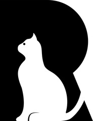 Poster - R initial with cat inside