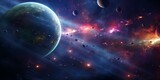 Fototapeta Pokój dzieciecy - cinematic galaxy with vibrant planets and stars