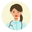 Working nurse Woman. Healthcare conceptWoman cartoon character. People face profiles avatars and icons. Close up image of smiling Woman.