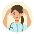 Working nurse Woman. Healthcare conceptWoman cartoon character. People face profiles avatars and icons. Close up image of confused Woman.