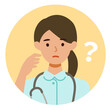 Working nurse Woman. Healthcare conceptWoman cartoon character. People face profiles avatars and icons. Close up image of asking Woman.