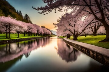 Canvas Print - sunset over the river