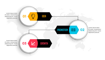 Sticker - 3 step infographic data workflow template for corporate success