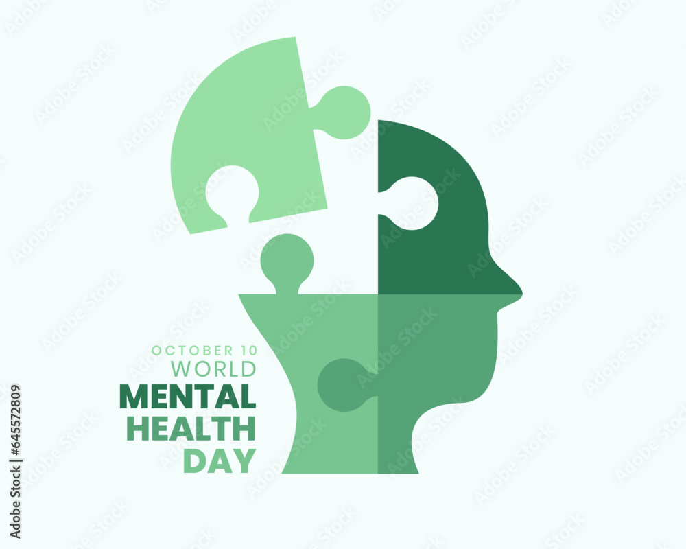 creative global mental health day poster with puzzle art human head ...