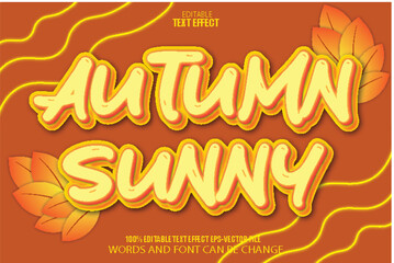 Wall Mural - Autumn Sunny Editable Text Effect 3D Cartoon Style