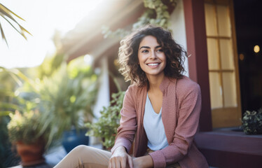 Wall Mural - Smiling diverse businesswoman at her home