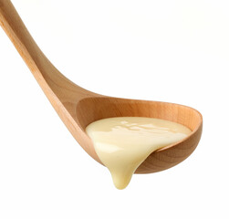 Canvas Print - condensed milk in wooden ladle