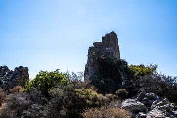 Wall Mural - Old houses and ruins and stone churches with a sunny summer day on Crete Island