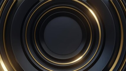 Wall Mural - circle geometric gold black background, with stripe glowing line animation, 4k resolution.