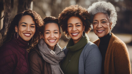 Wall Mural - African american family, young daughter, mom, grandmother and great grandmother.