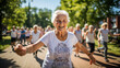 © JKLoma - Elderly women doing exercise in the nursing home, senior movement and recreation, never too old for working out.