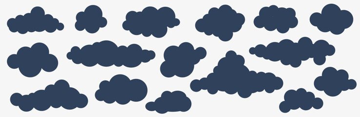 Wall Mural - Thunderclouds set. There are clouds in the sky. Autumn dark clouds. Vector illustration.
