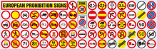 Road Signs. Vector European Set Of Prohibited Road Signs. Set Of Road Signs.
