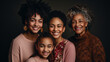 © LomaPari2021 - African american family, young daughter, mom, grandmother and great grandmother.generative ai