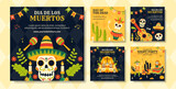 Fototapeta Młodzieżowe - Dia de Los Muertos Social Media Post Illustration Flat Cartoon Hand Drawn Templates Background