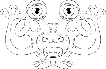 Wall Mural - Monster Alien Cute Cartoon Funny Character Mascot