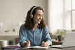 © fizkes - Happy student girl in wireless headphones enjoying online education, getting knowledge, watching webinar, lecture, learning conference, smiling, laughing, talking video call