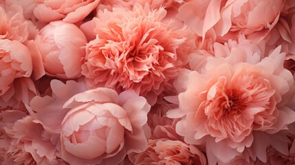 Wall Mural - Coral peony flowers background close up.
