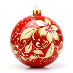 Wall Mural - A red and gold christmas ornament on a white background. Fictional image. Christmas decoration.
