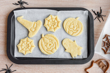 Wall Mural - Preparation of festive cookies for baking in the oven.