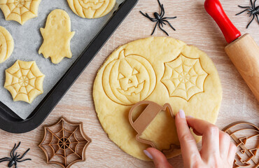 Wall Mural - Preparation of festive cookies for baking in the oven.