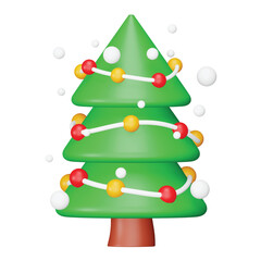 Sticker - Christmas tree 3d rendering isometric icon.