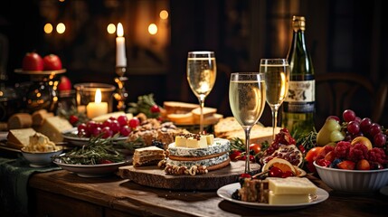 christmas, dinner, party, celebrate, festive, dining, friendship, luxury, new year, plate. christmas dinner party coming to celebrate. luxury dining long time to see and then candle and plate too much