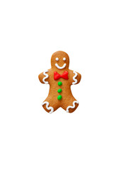 Wall Mural - Christmas homemade gingerbread cookie isolated on white background.